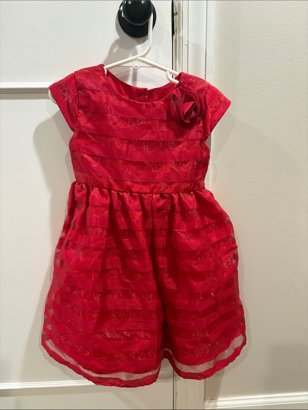 George Red Layered Tulle Dress with Rosette
